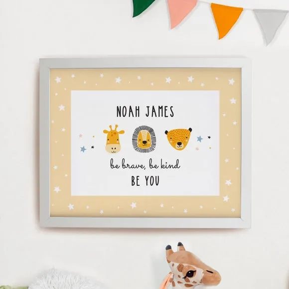 Personalised Scandi Animals Poster Frame 1