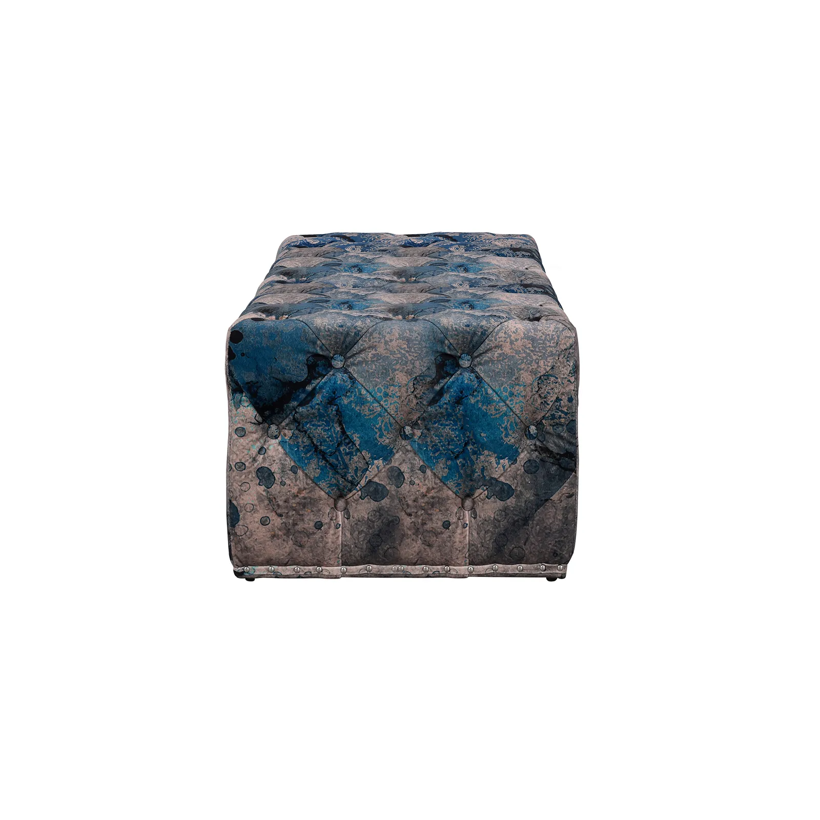Timothy Oulton Lord Digsby Rectangular Large Footstool, Blue Fabric | Barker & Stonehouse 3
