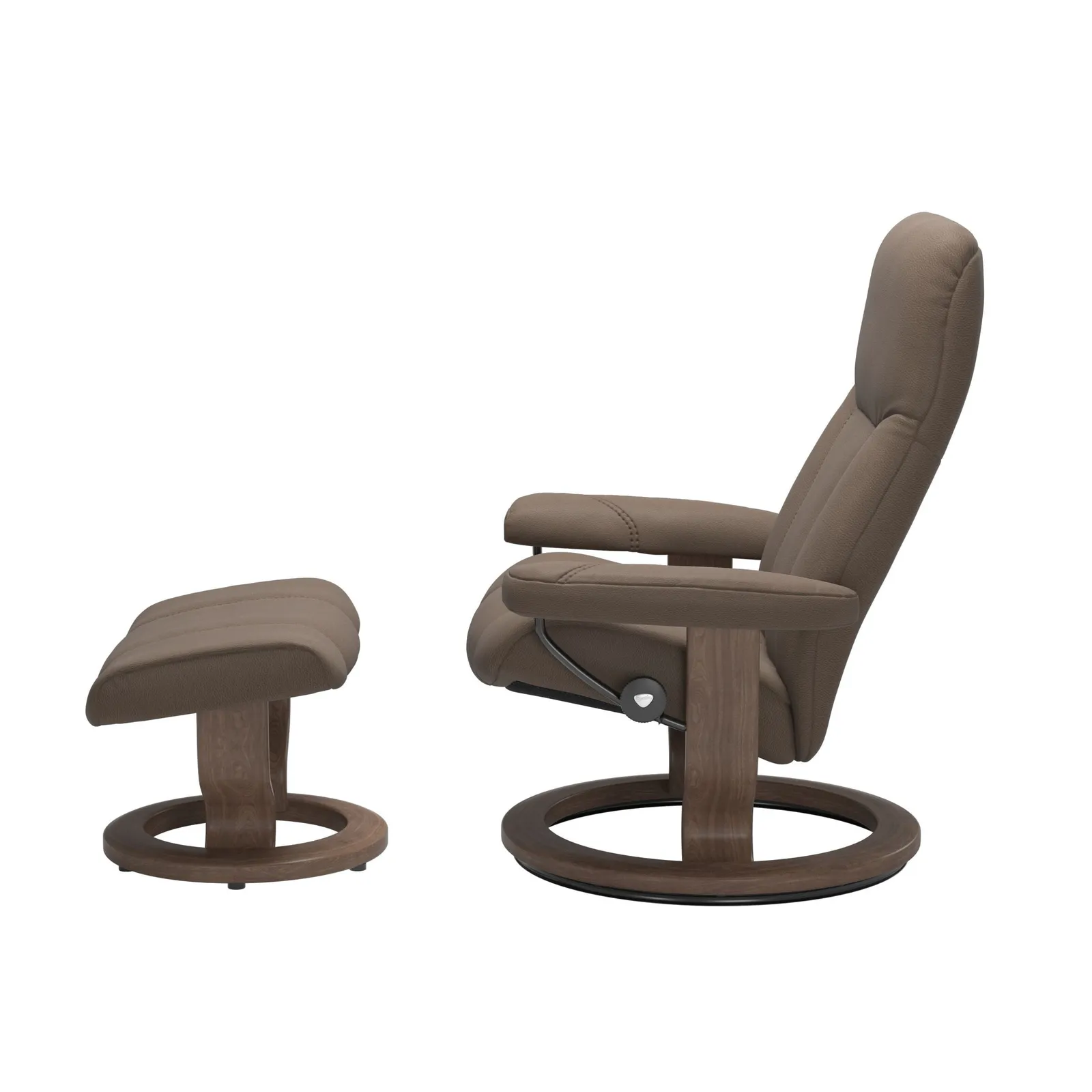Stressless Consul Medium Recliner Chair & Stool, Brown Leather | Barker & Stonehouse 2