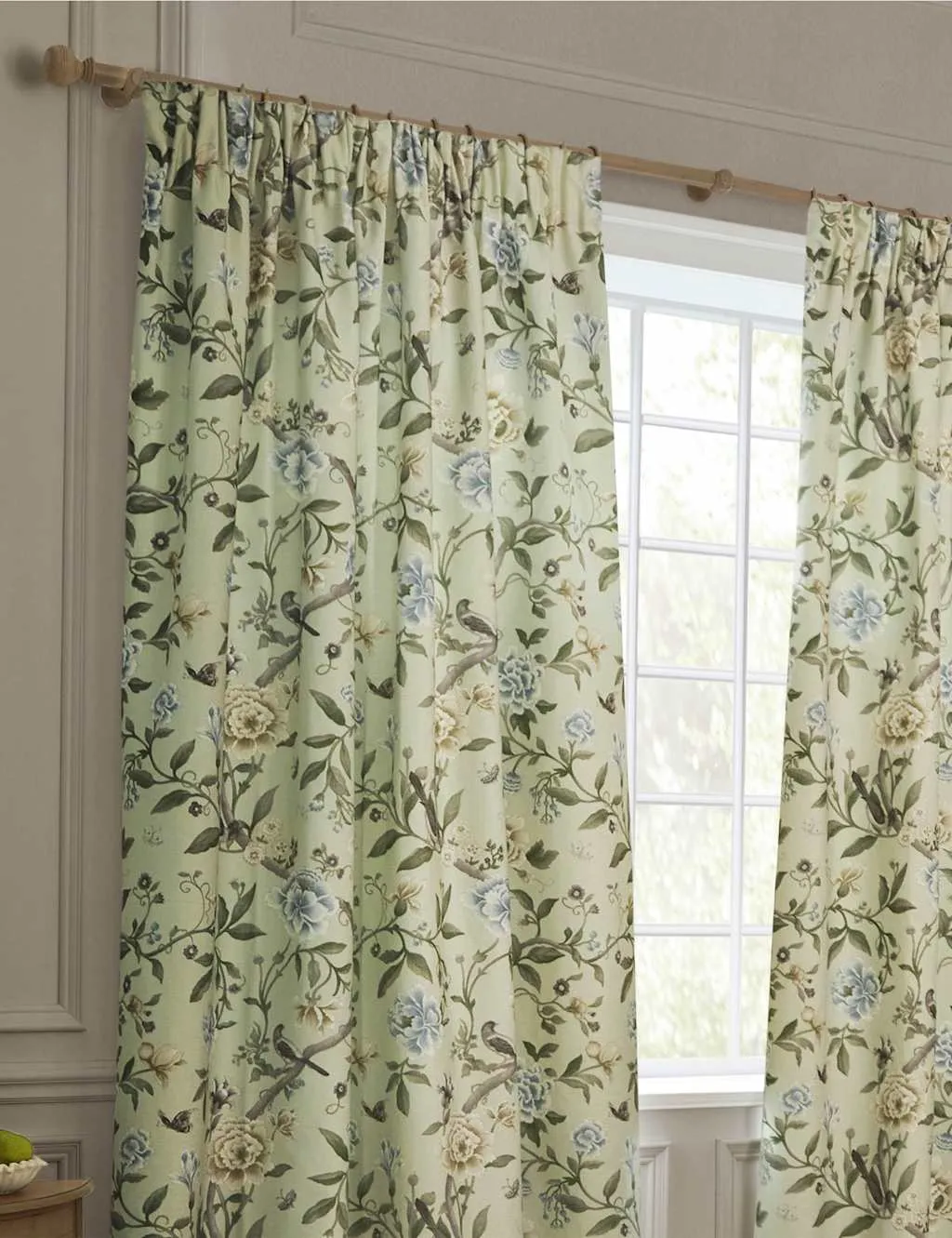 Sanderson Porcelain Garden Chenille Curtains Green Mix