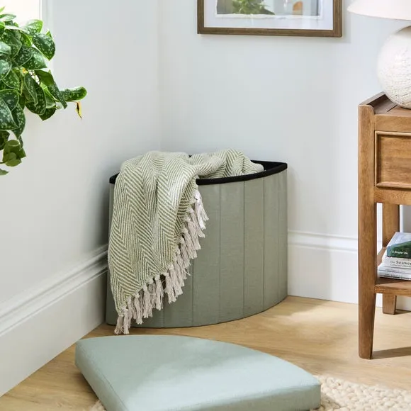 Faux Linen Corner Ottoman 2