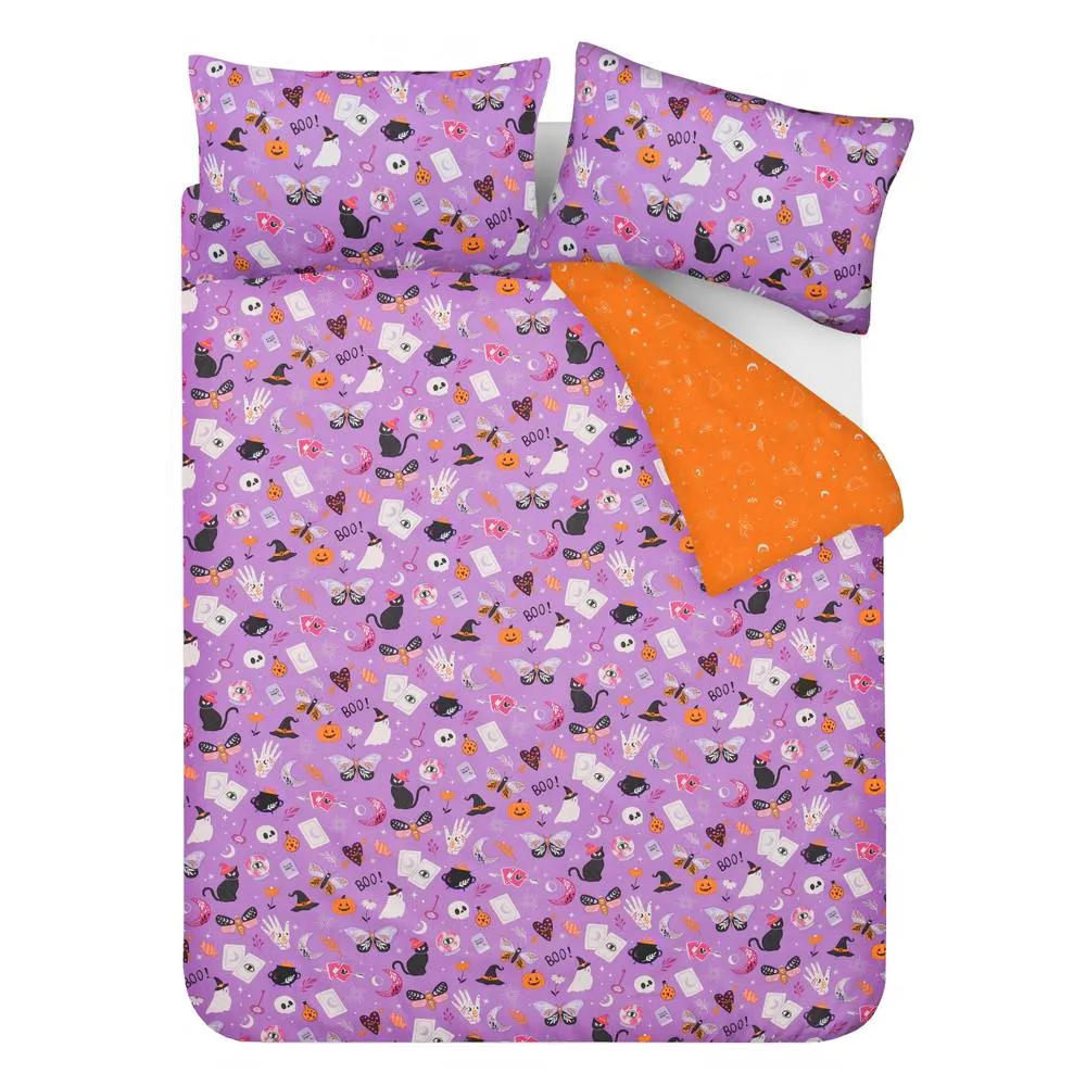 Smart Living Luxury Soft Reversible Celestial Halloween Duvet Cover & Pillowcases in Lilac 6
