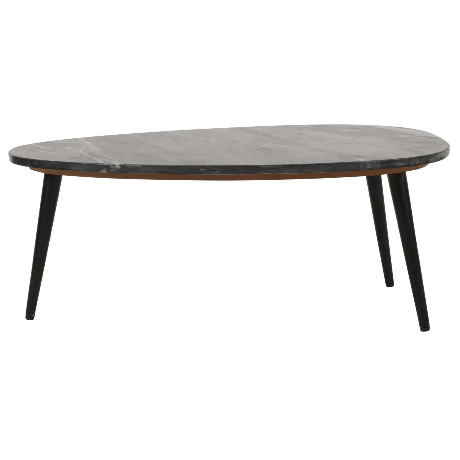 IH Design Tilden Coffee Table With Black Marble Top & Metal Legs in White 2
