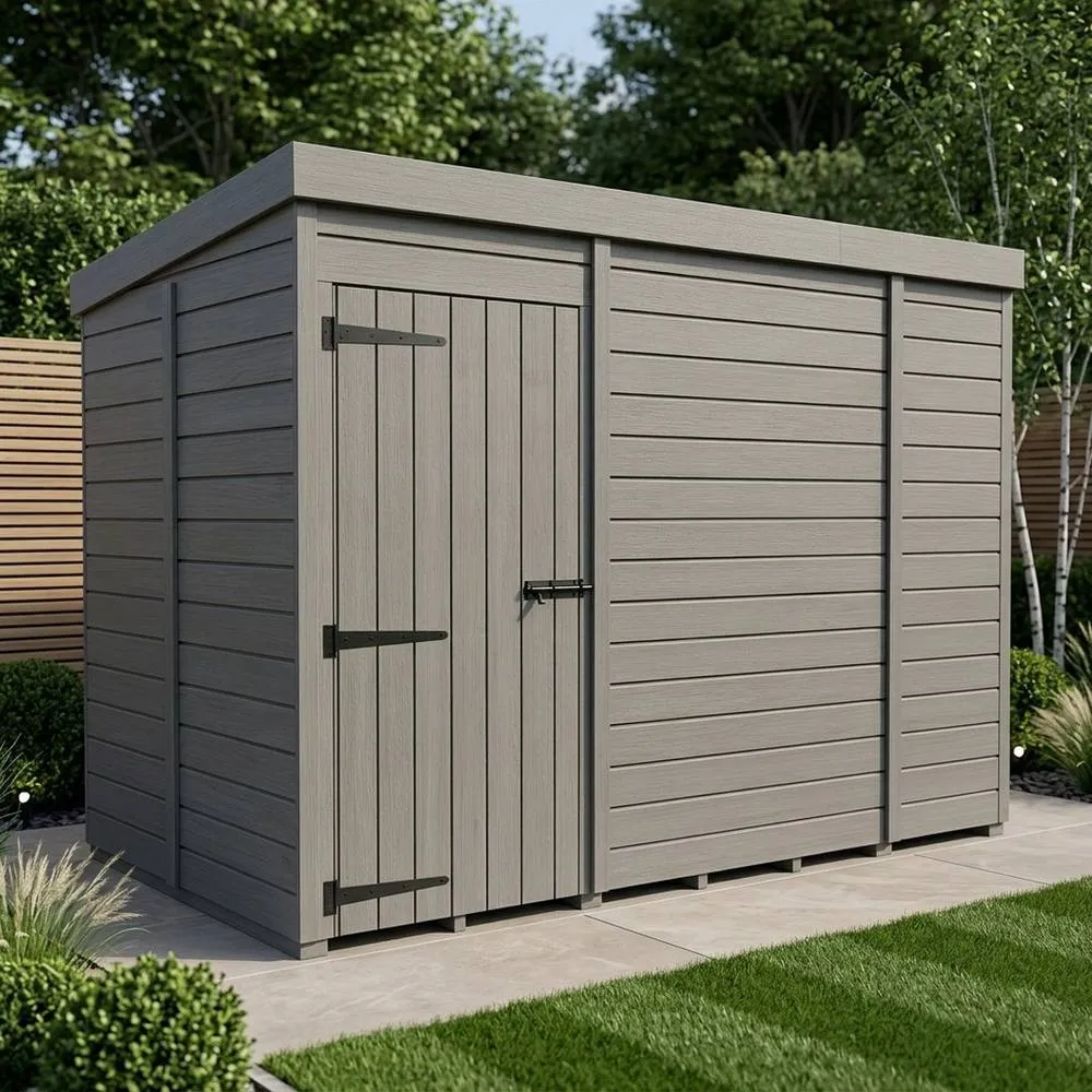 Buttercup Farm 5ft x 9ft Composite Pent Garden Shed Single Door No Windows - Grey 2