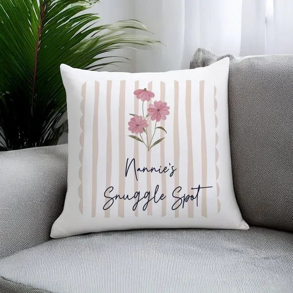 Personalised Floral Stripe Square Cushion 4