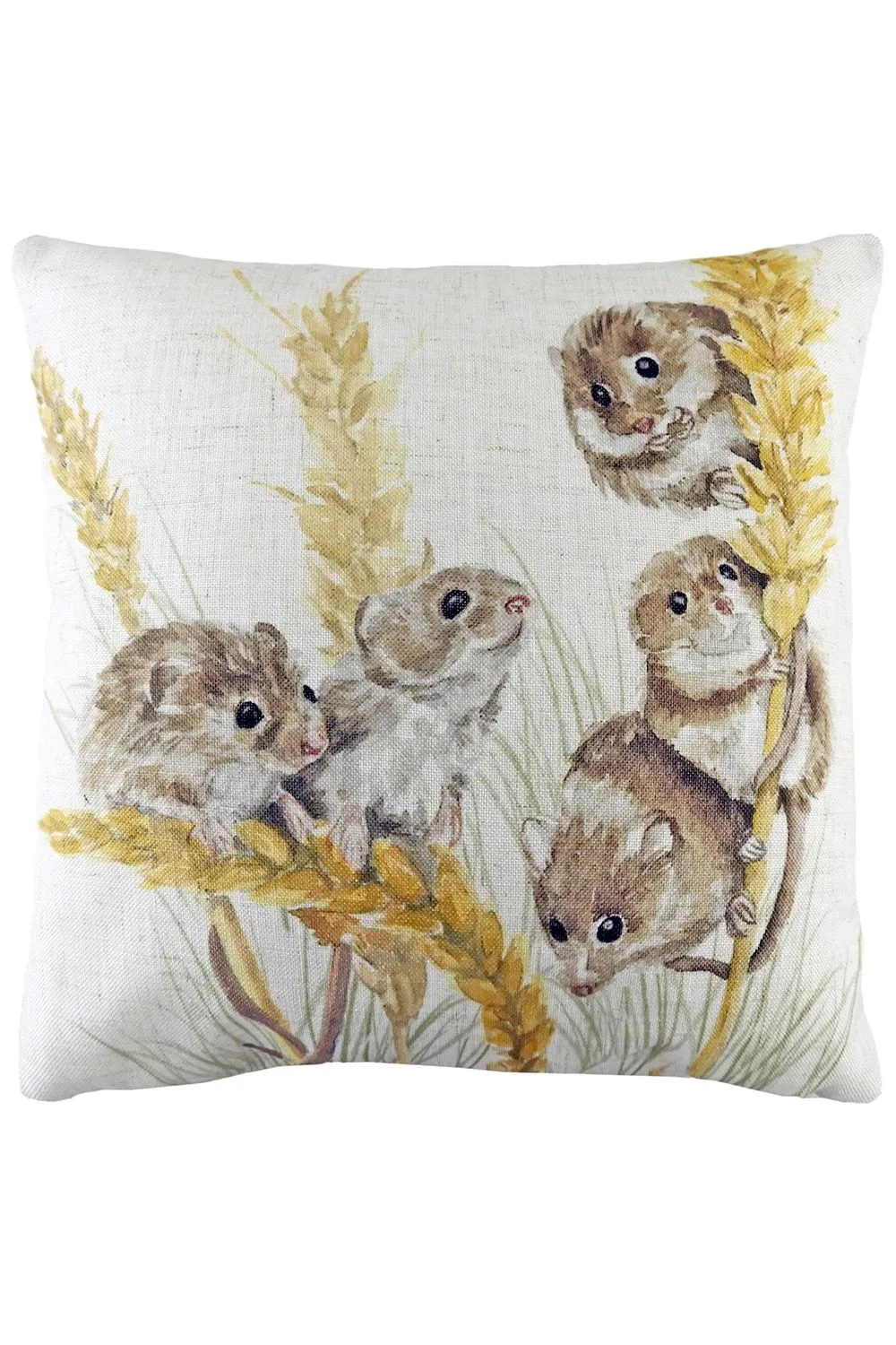 Evans Lichfield Woodland Field Mice Water Colour Hand-Painted Cushion