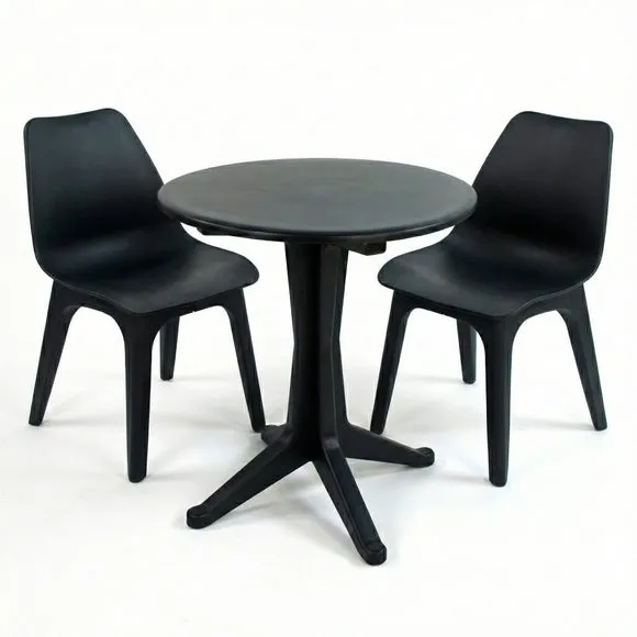 Levante 2 Seater Anthracite Bistro Set with Eolo Chairs 2