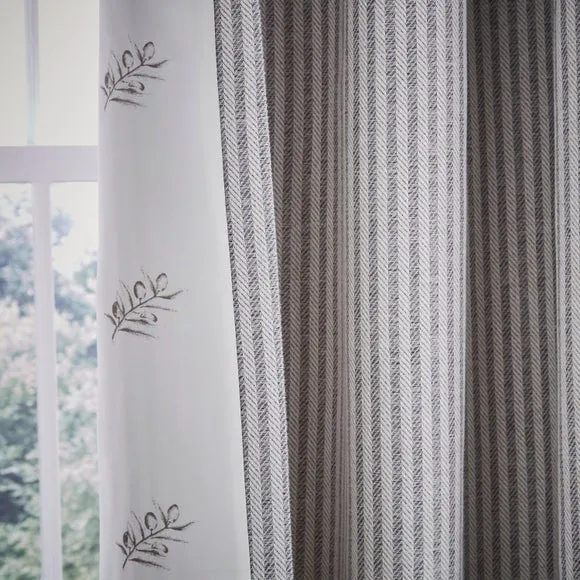 Churchgate Herringbone Stripe Eyelet Curtains 5