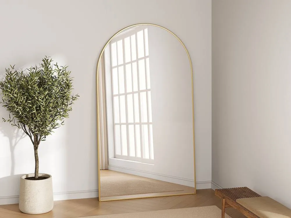 Vente-unique Large Arch Aluminium Mirror - W. 110 X H. 190 Cm - Gold - OLYVEN