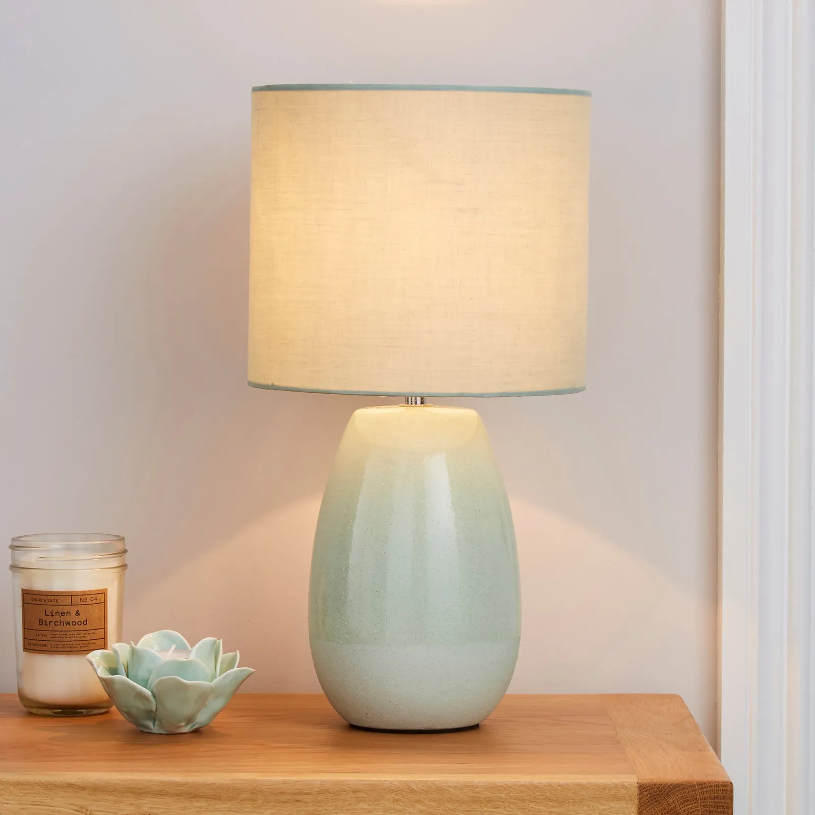 Alby Ceramic Green Table Lamp Green