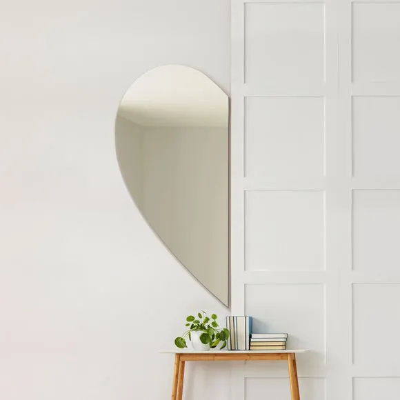 Wing Frameless Left Half Heart Wall Mirror 1