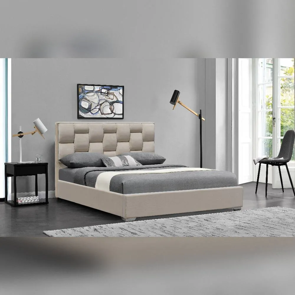 Comfy Living Ltd Plush Velvet Upholstered Bedframe in Cream 1