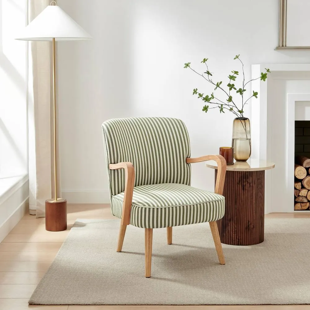 FurnitureboxUK Sylvie Accent Chair with Oak Effect Legs in Green