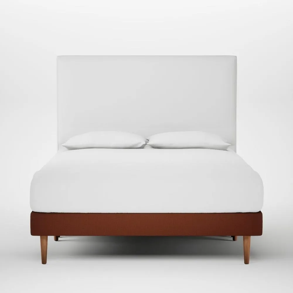 Heal's Shallow Divan King Smart Cotton Linen Rust Light Stem Feet