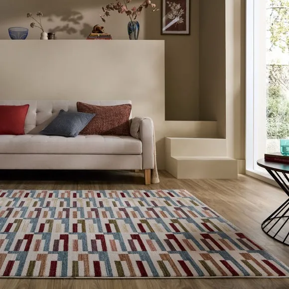 Shuffle Geometric Check Rug
