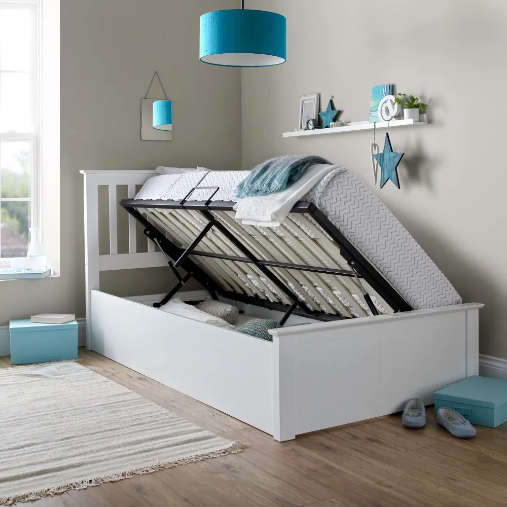 Francis - Single - Ottoman Bed - White - Wood - 3ft - Happy Beds 1