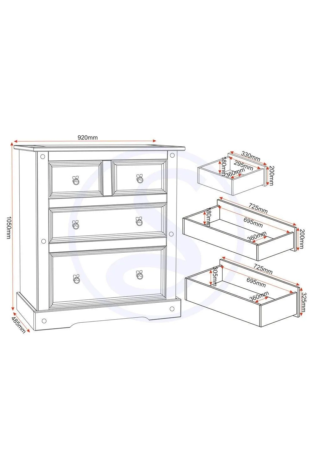 Seconique Corona 2+2 Drawer Chest in Natural 6