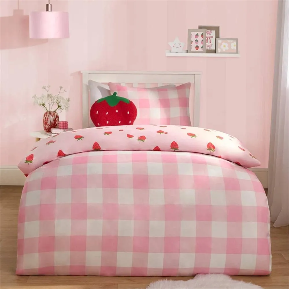 Kelvenix Strawberry Duvet Cover Quilt Set double in Pink