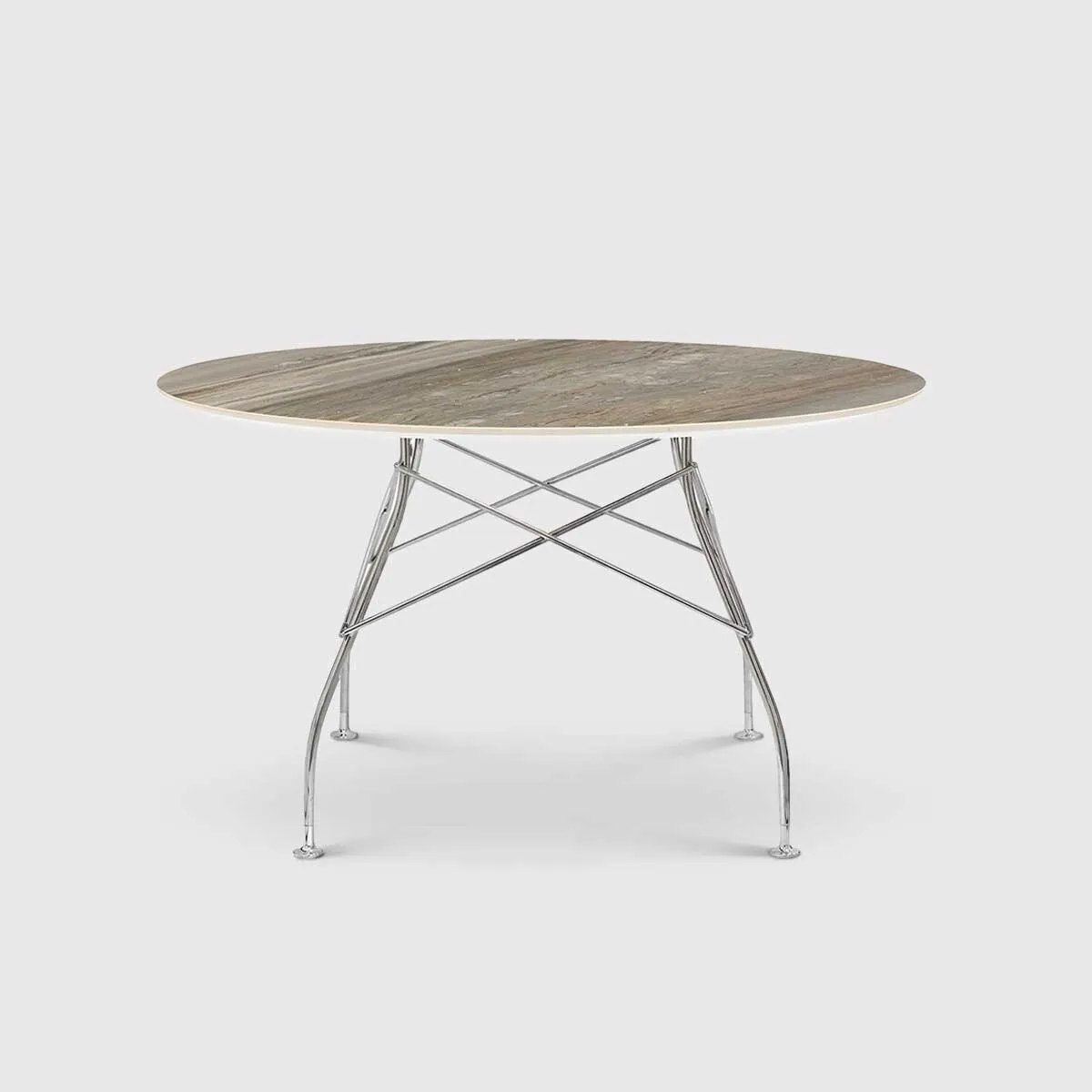 Kartell Glossy 128Cm Round Dining Table, Round, Grey Stone | Barker & Stonehouse