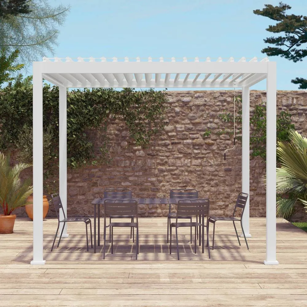 sweeek Louvered pergola aluminium 3 x 3m V2 in White 3