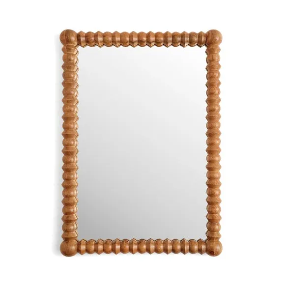 Turned Mango Wood Rectangle Wall Mirror 3