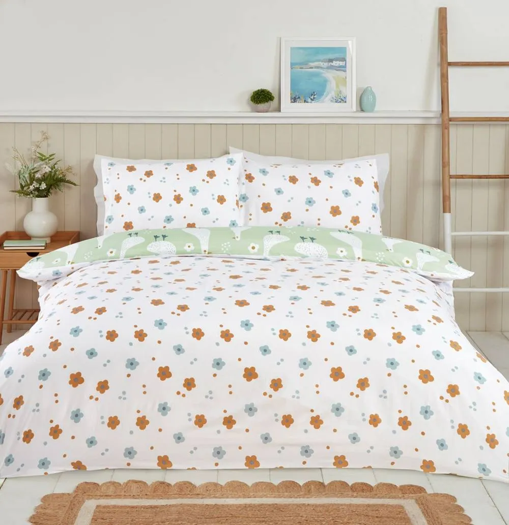 Rapport Home Jemima Duck Microfibre Duvet Cover Set with Pillowcase in Green 4