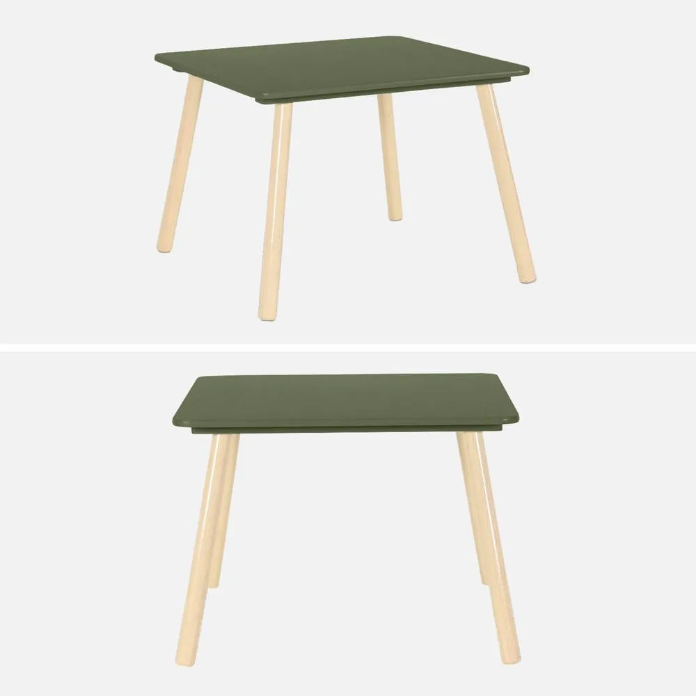 sweeek Children's square table with 2 chairs pine legs in Dark Green 5