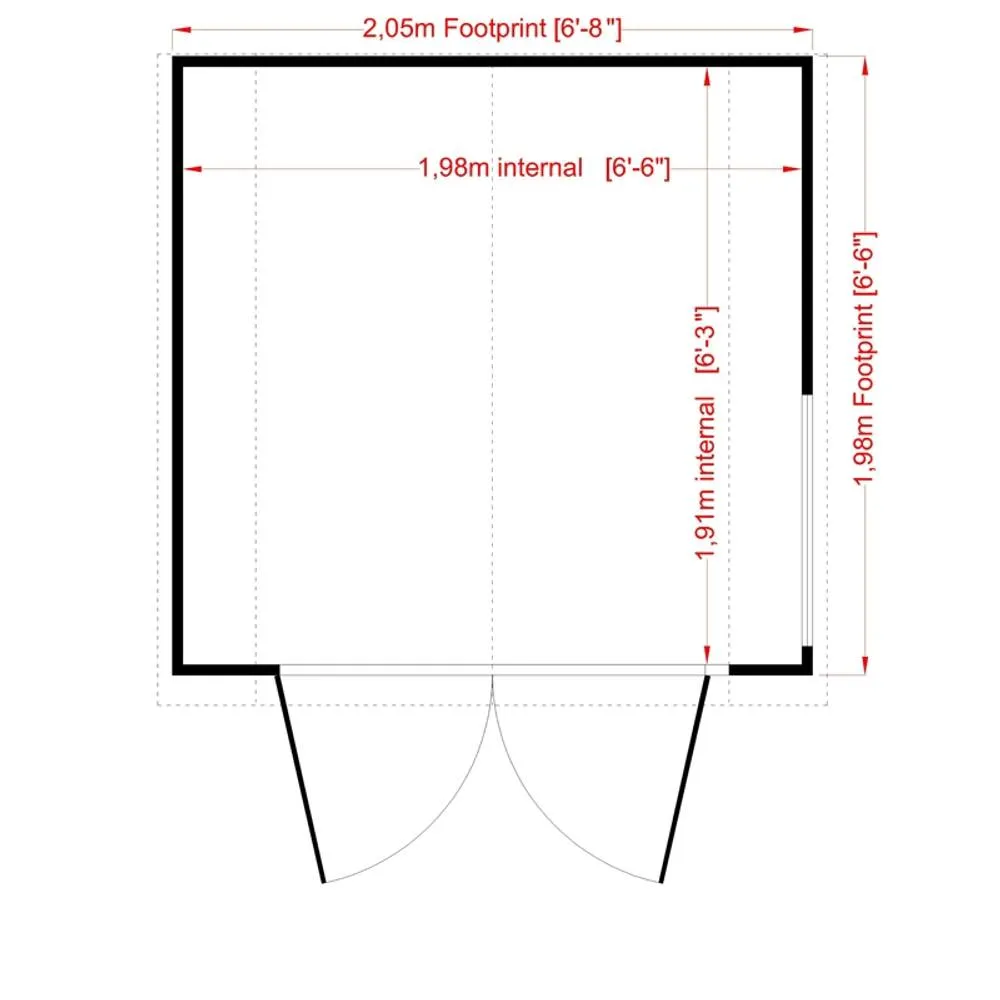 Shires Barn Double Doors Tongue & Groove Garden Shed Workshop Approx 7x7 ft in Light Tan 3