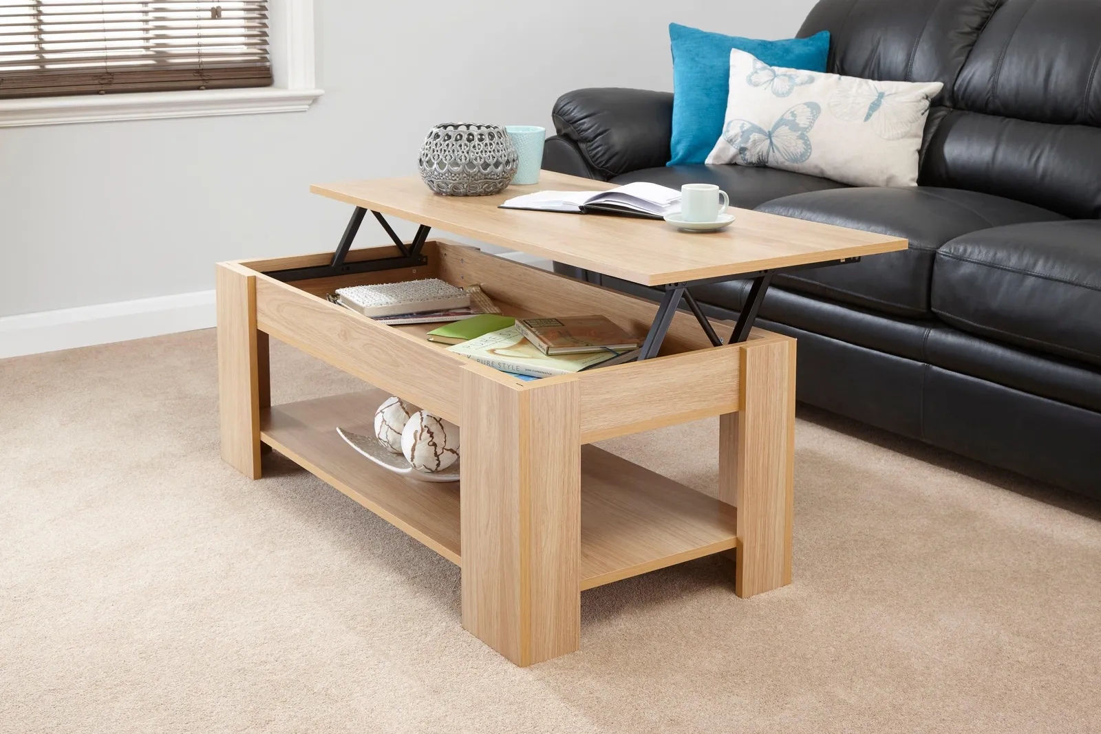 GFW Lift Up Coffee Table in Light Oak 2