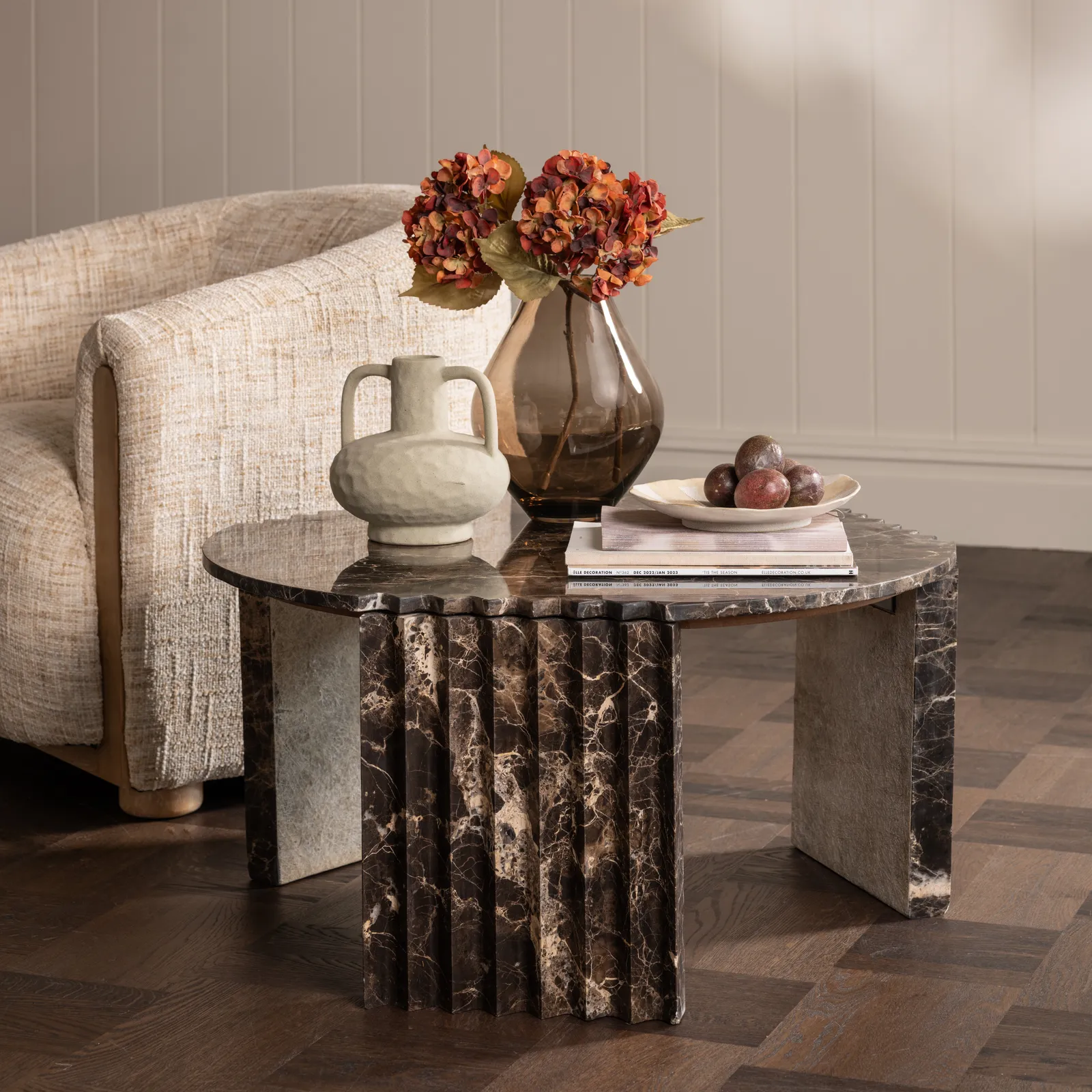Bruni Coffee Table 80X77.1X40 Cm, Round, Brown Marble | Barker & Stonehouse 2
