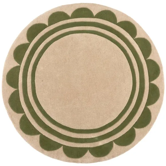 Lois Scallop Border Wool Circle Rug 5
