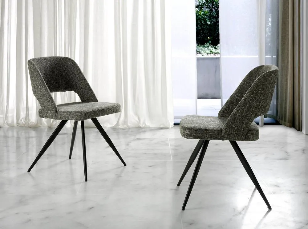 Angel Cerda Model Grey Fabric Swivel Chair, Black Stainless Steel 3