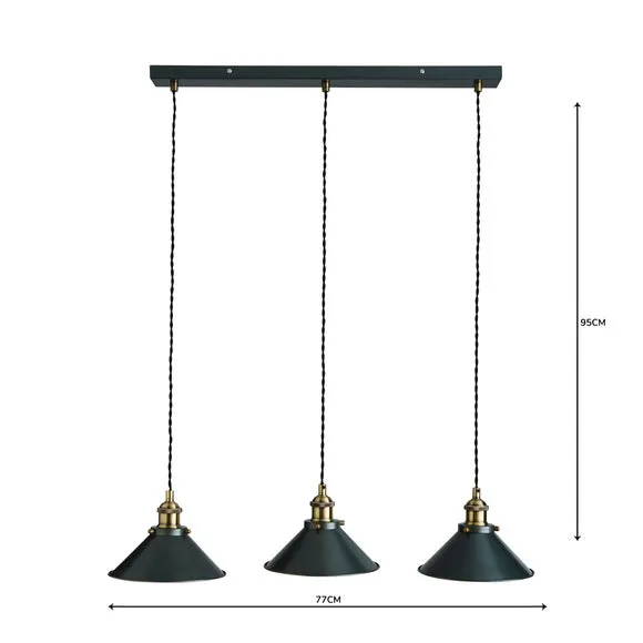 Logan 3 Light Industrial Diner Ceiling Light 5