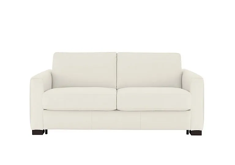 Alcova 2.5 Seater Leather Sofa Bed with Box Arms - Torello Bianco Puro - Sofas and Armchairs - In Time for Christmas