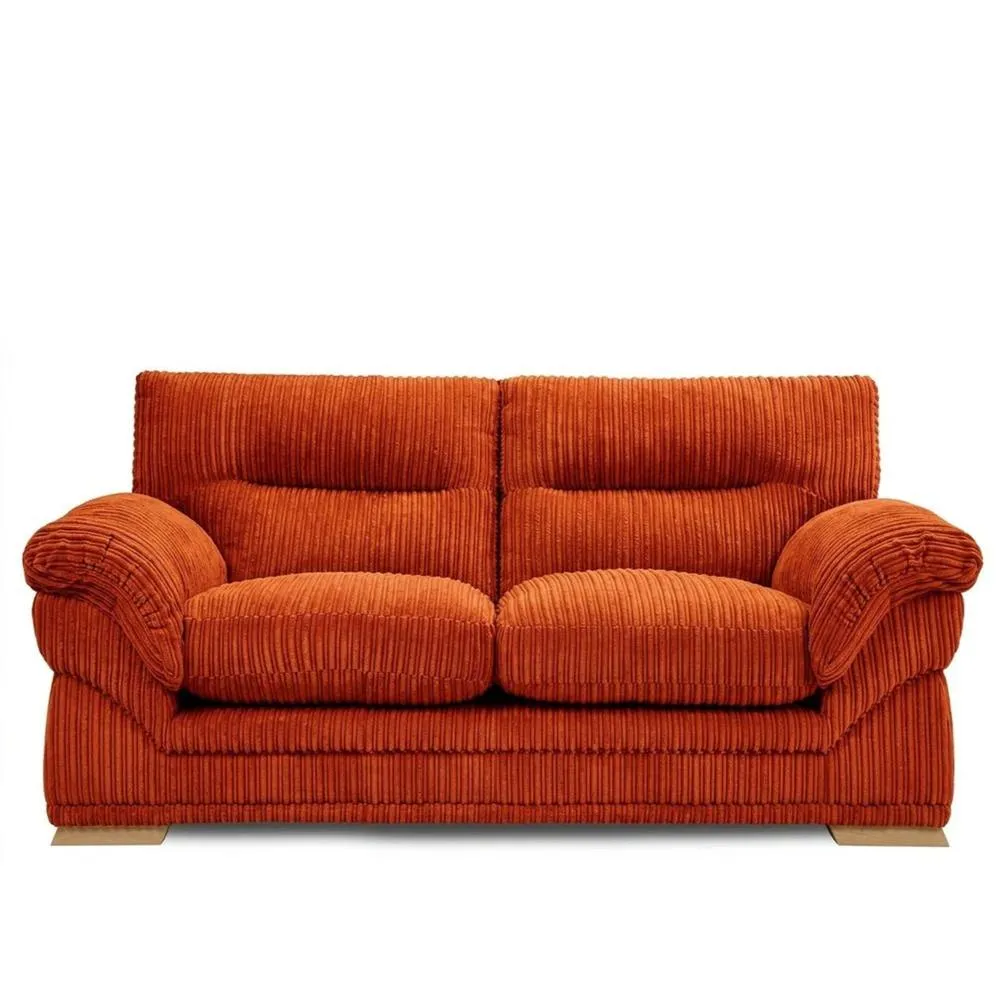 Bliss Furniture Amalfi 3 Seater Claude Sofa Modern Plush Fabric in Orange