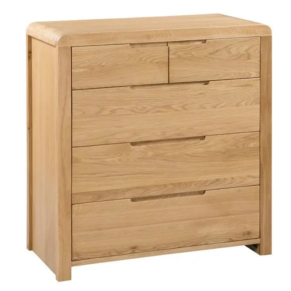 Curve 5 Drawer Chest, Oak 2