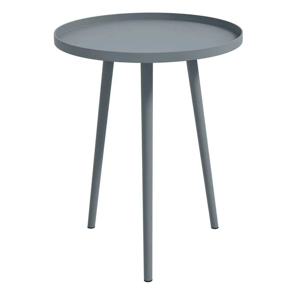 OUTSUNNY Round Garden Coffee Table, Outdoor Side Table with Rounded Edge in Grey 2