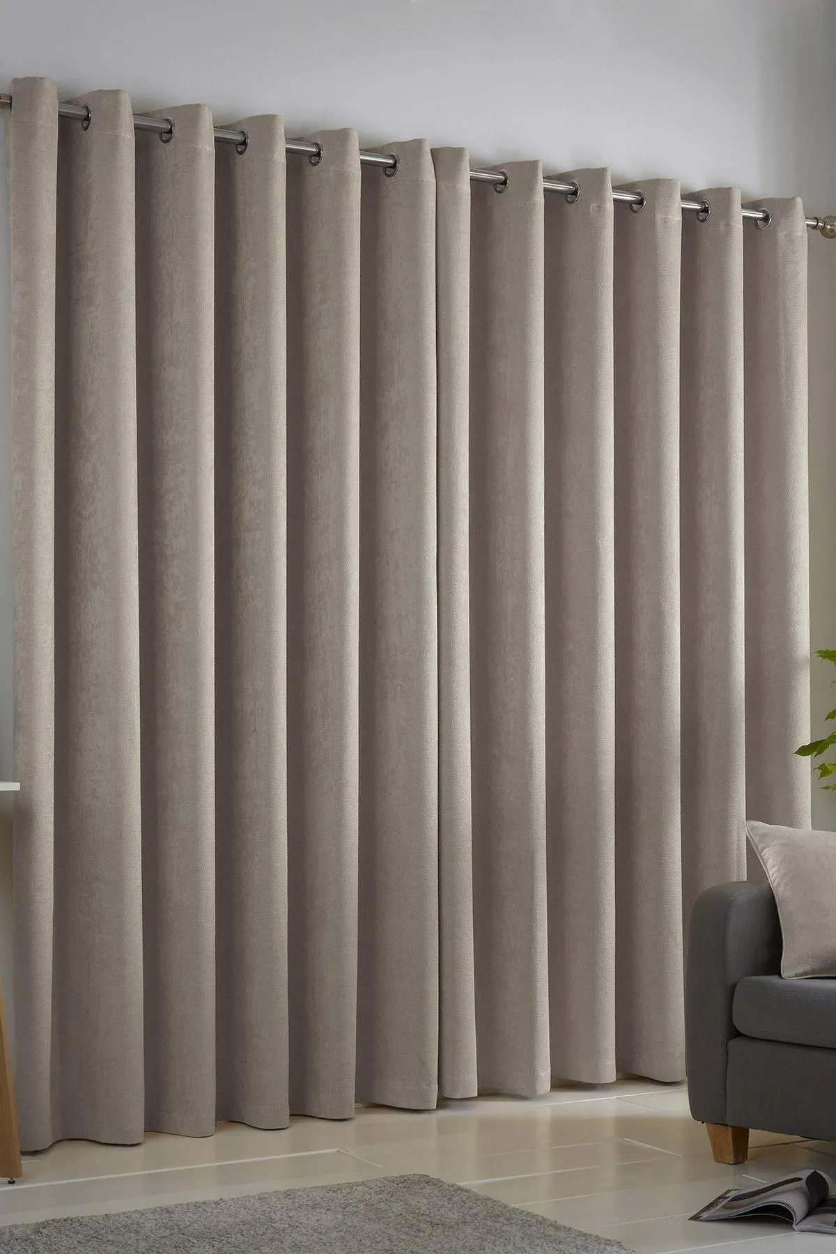Fusion 'Strata' Triple-Woven Dimout Eyelet Curtains in Natural 3