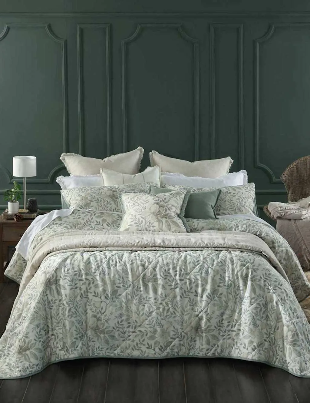 MM Linen Cotton Linen Blend Whisper Quilted Bedding Set Medium Grey Mix