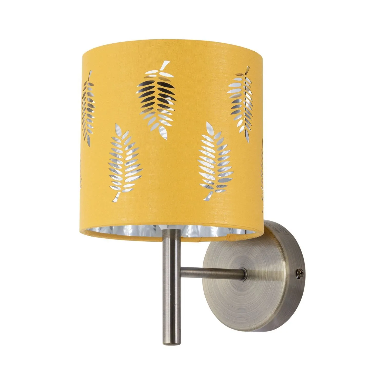 First Choice Lighting Set of 2 Brea - Antique Brass Wall Lights with Ochre Fern Shades in Gold 2