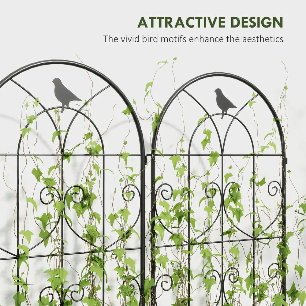 OUTSUNNY Set of 2 Metal Garden Trellis, Outdoor Trellis Panels, 180 x 50cm in Black 5