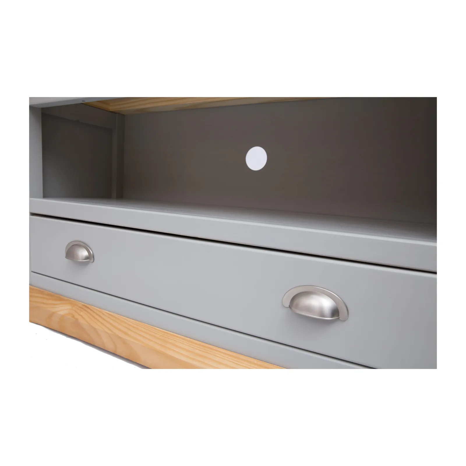Cabinet Bits Bomporto Light Grey 1 Drawer TV Cabinet Chrome Cup Handle 5