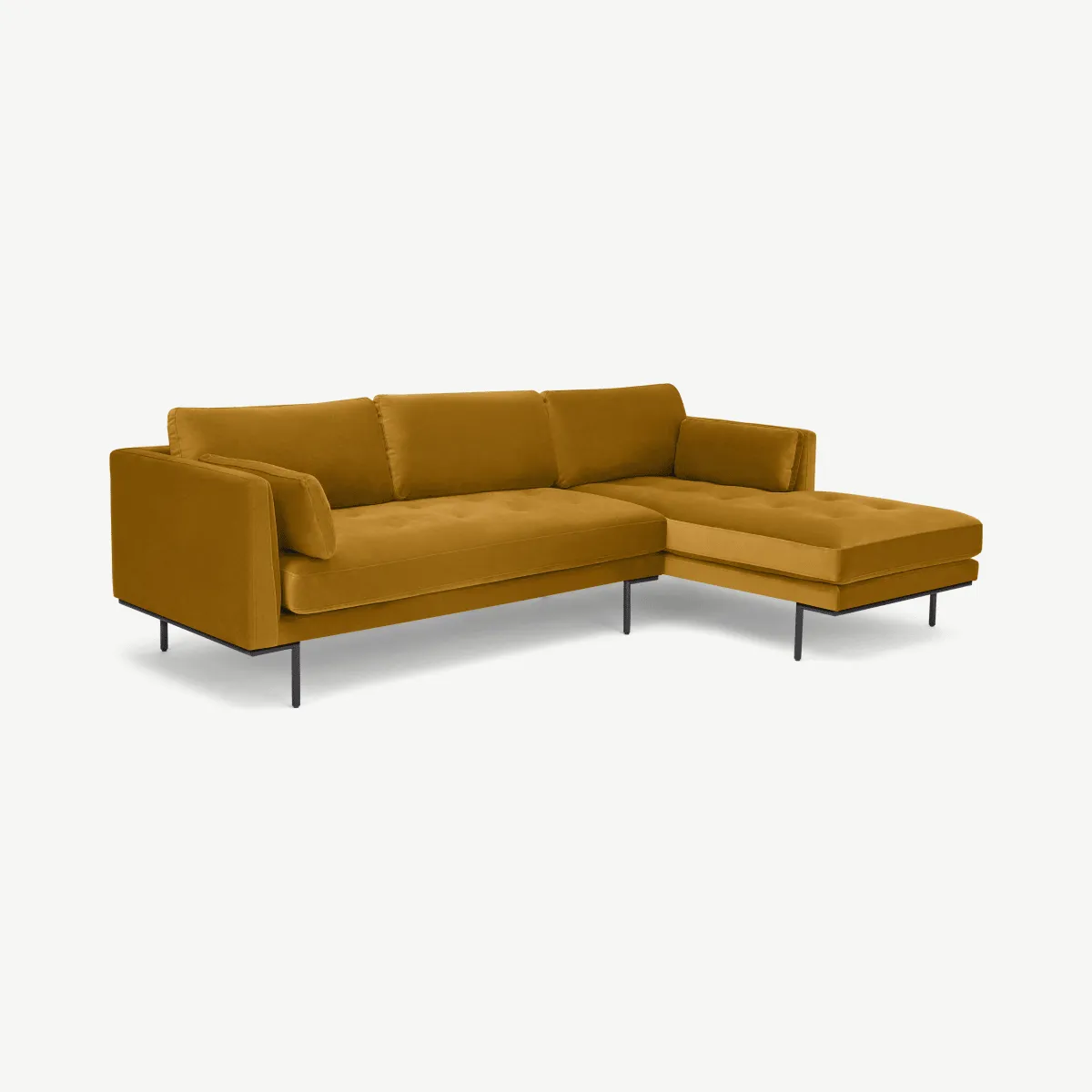 Harlow Right Hand Facing Chaise End Sofa, Vintage Mustard Velvet