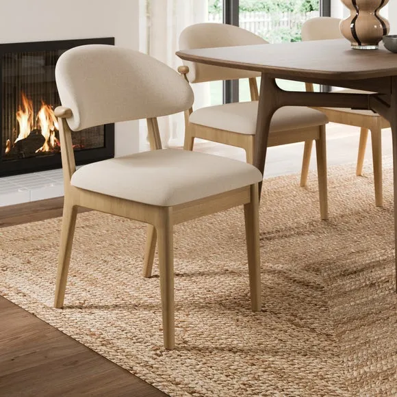 Hugh Modern Stained Dining Chair, Fabric