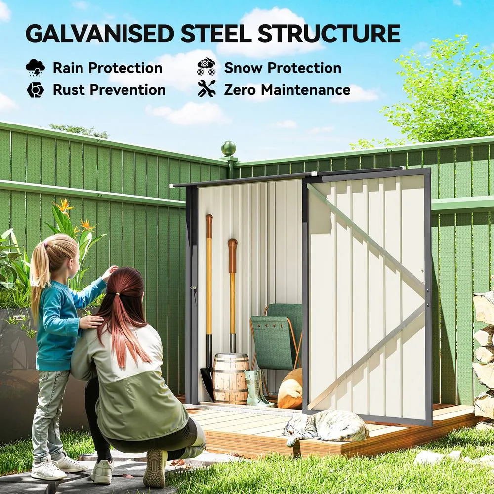 OUTSUNNY 3.3ft x 3.4ft Outdoor Storage Shed Steel Garden Shed w/ Lockable Door in Dark Grey 4
