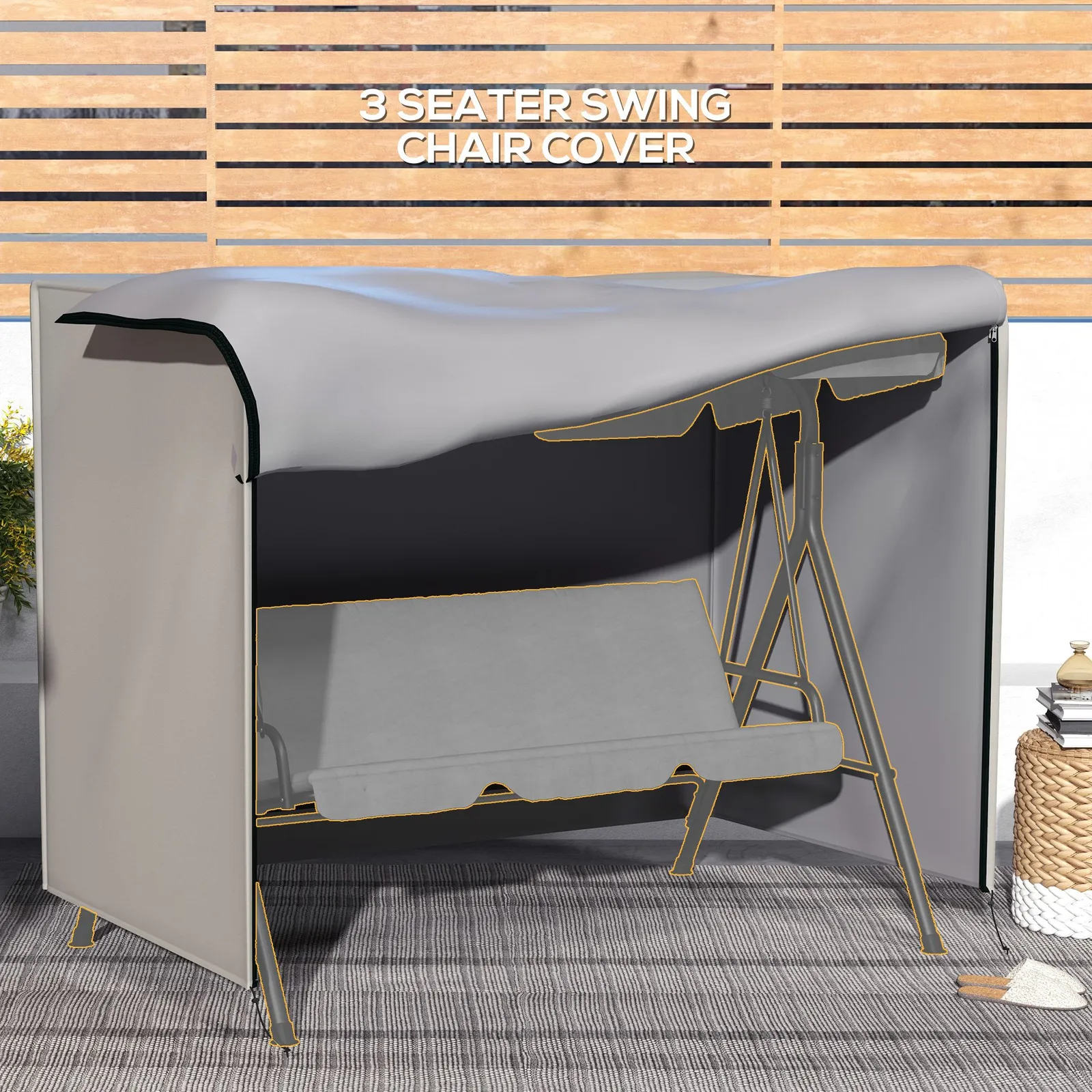 OUTSUNNY Garden Furniture Protector Patio Swing Chair Cover in Light Grey 5