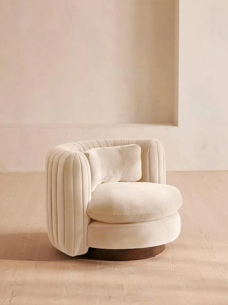 Vivienne Armchair, Velvet, Porcelain