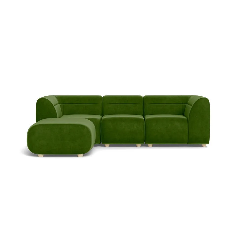 Heal's Lilli Left Hand Facing Corner Sofa Smart Luxe Velvet Grass Natural Beech Feet 1