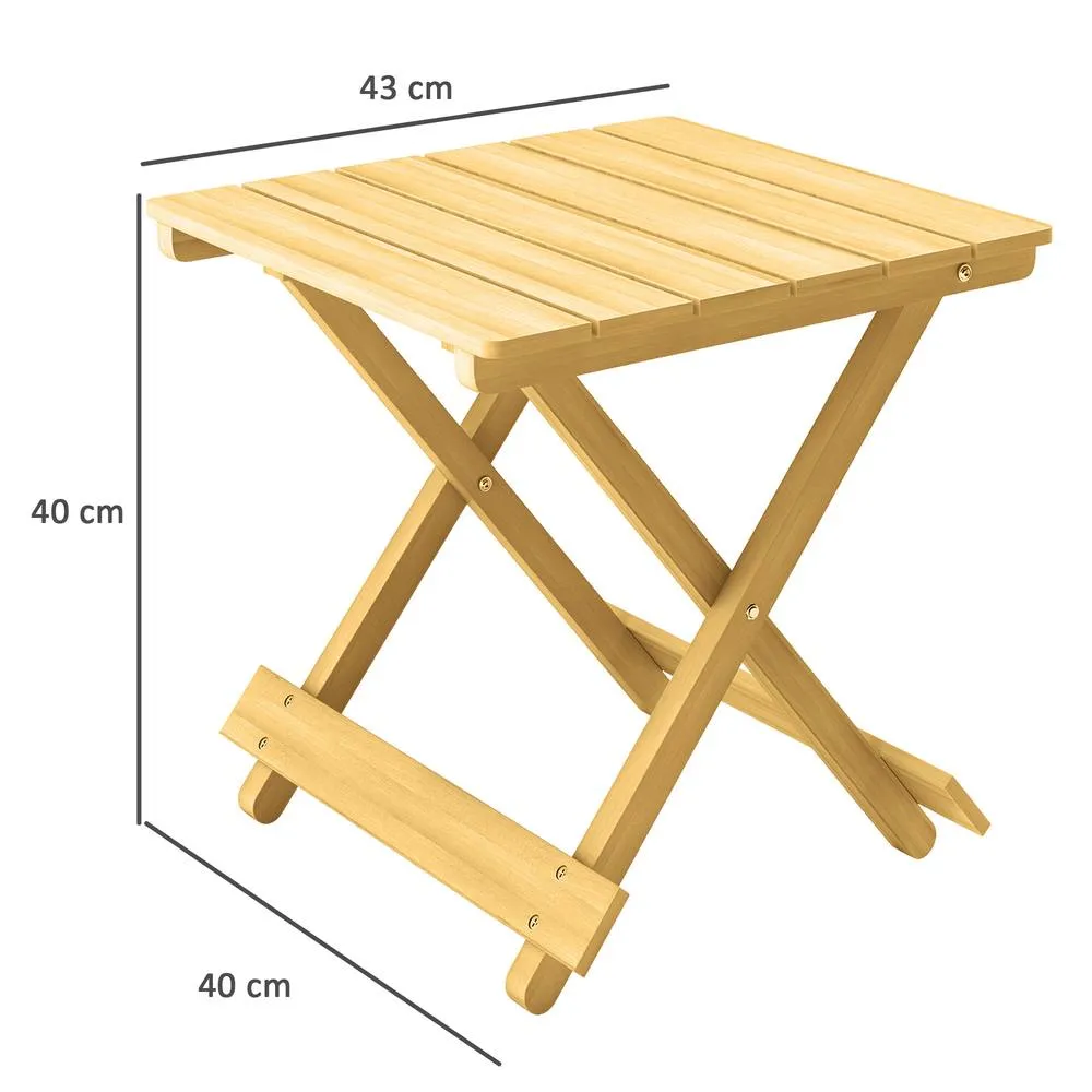 OUTSUNNY Wooden Folding Garden Table, Folding Side Table, Nature Wood Finish in Natural 3