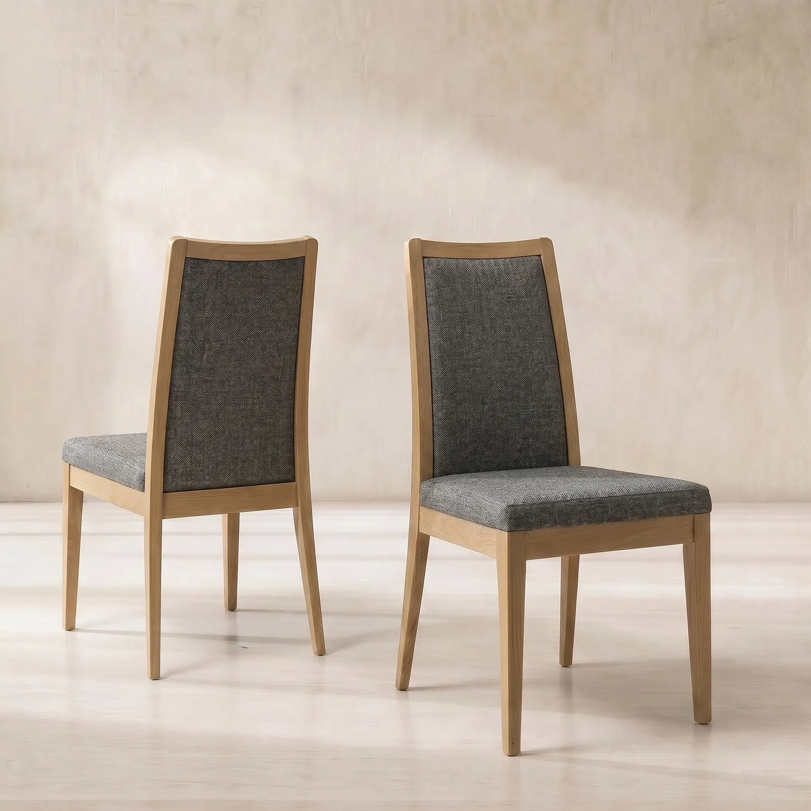 Ercol Romana Padded Back Dining Chair, Grey Fabric | Barker & Stonehouse